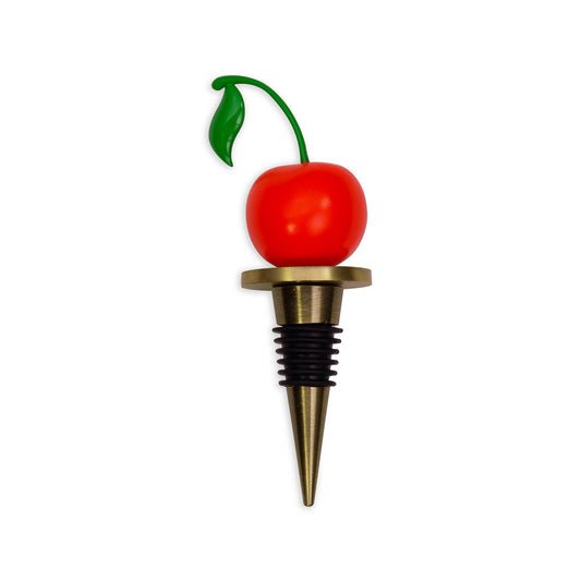 Wine stopper with a red cherry on top