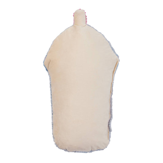 Back side of the boba pillow showing blank beige fabric.