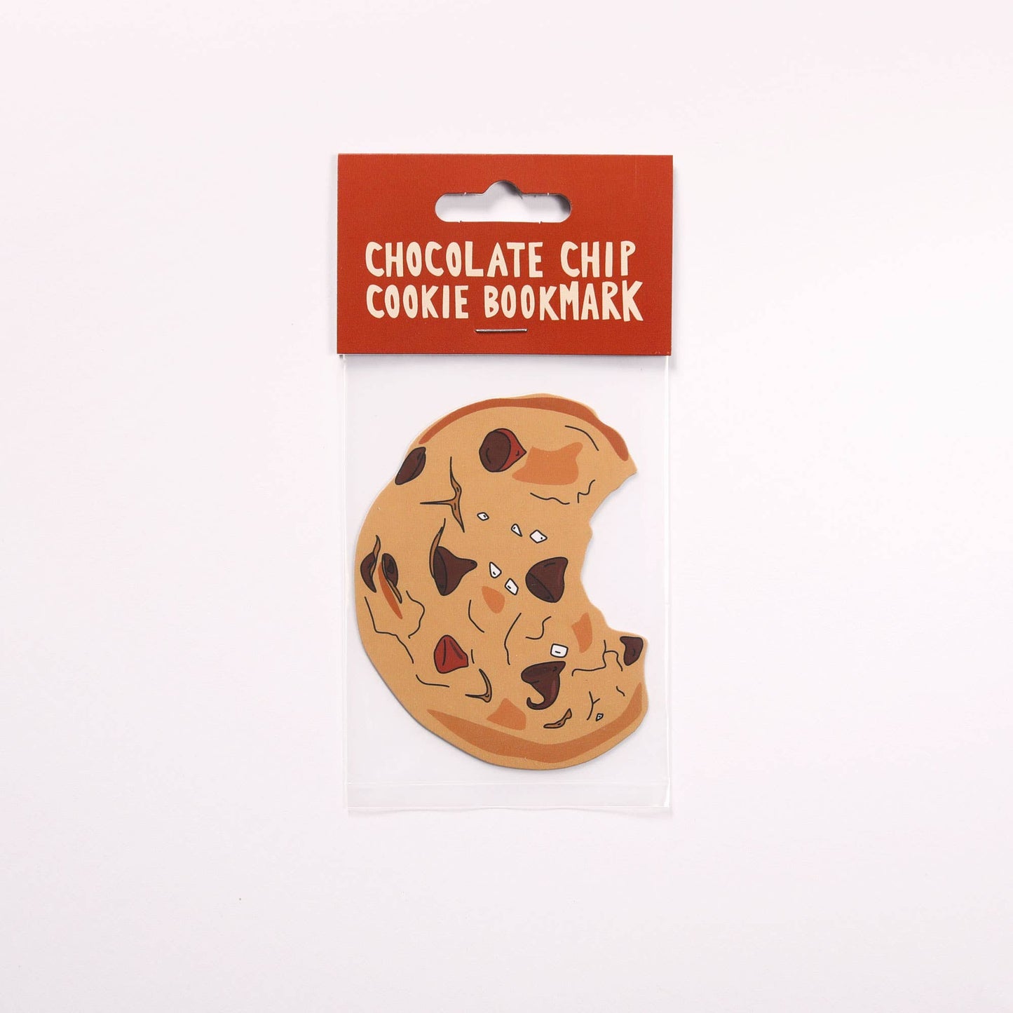 Chocolate chip cookie bookmark in packaging