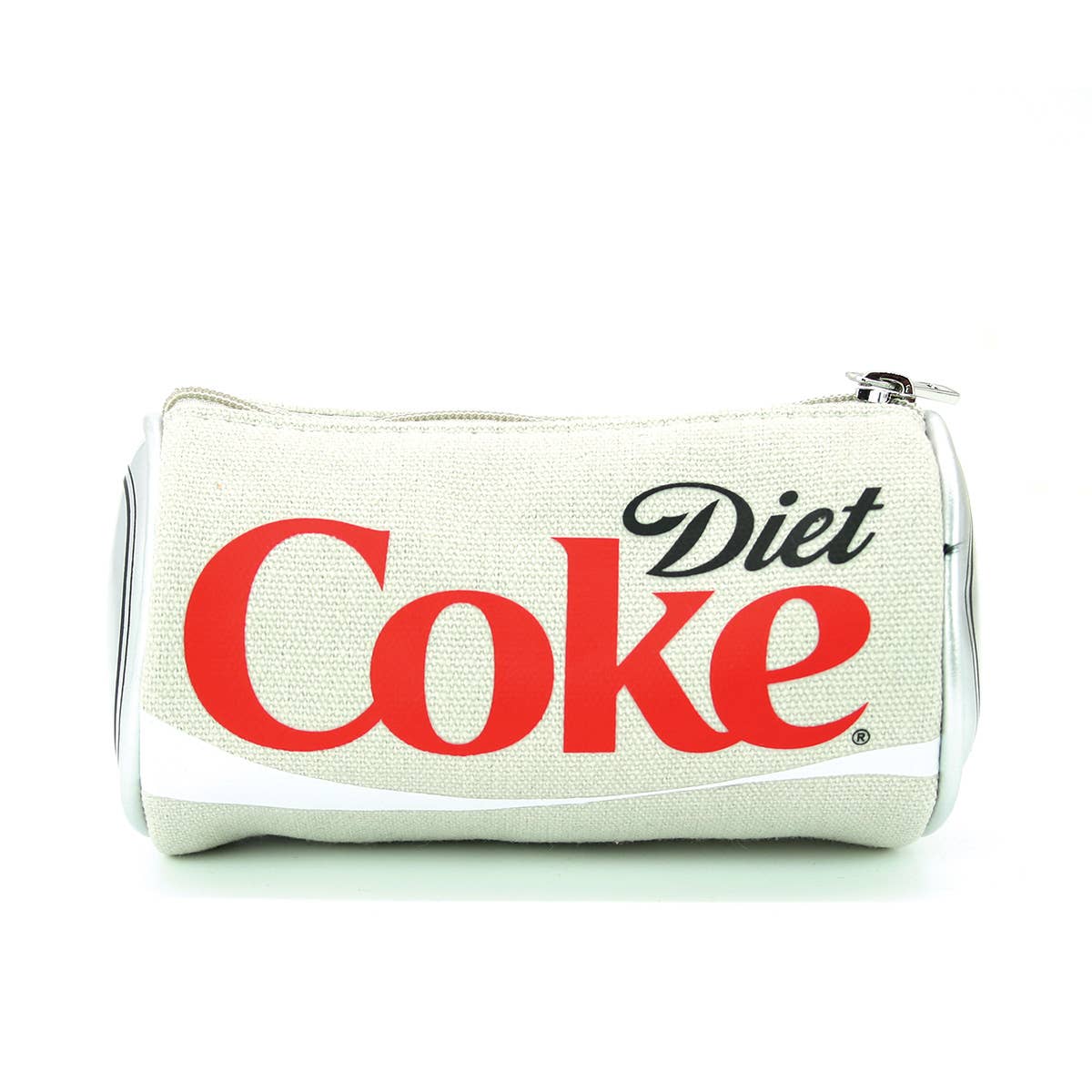 Canvas pouch with red and black 'Diet Coke' text on a white background