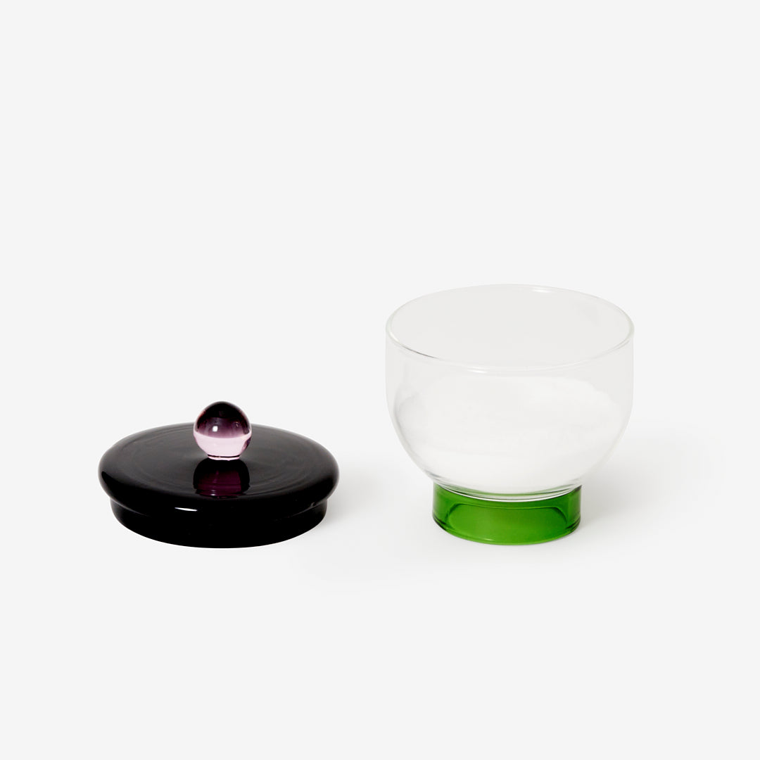 Everything Nice Bowl- Salt -- modern glass bowl with lid off