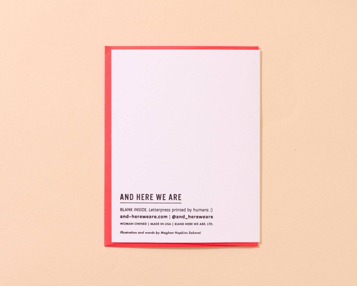 Back of holiday greeting card. Blank inside