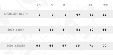 Size chart for Gluten Intolerant T-Shirt.