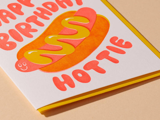 Close up of hot dog birthday card