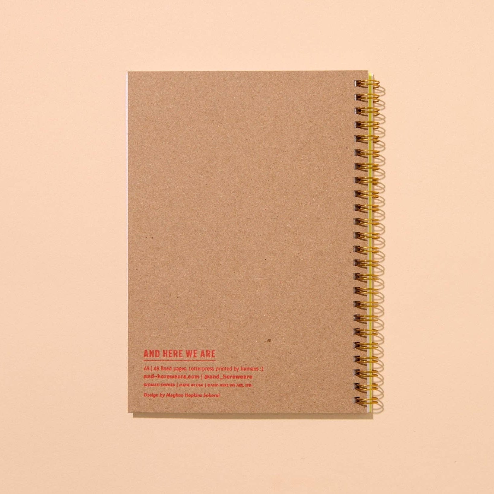 Back of spiral bound notebook