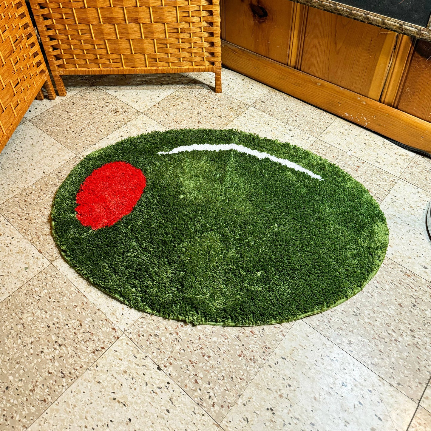 Stuffed green olive rug