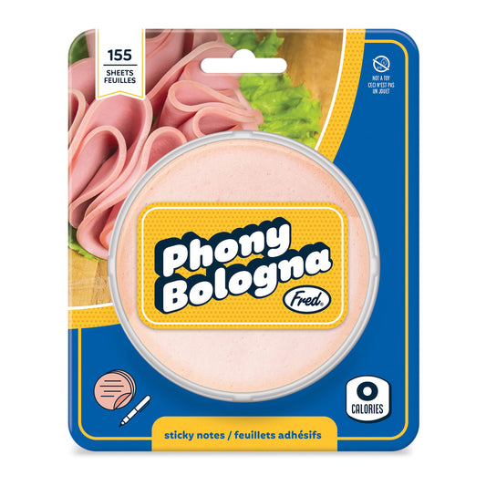circular post-it notes made to look like bologna in packaging
