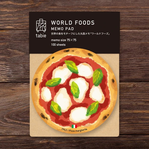 Memo pad that looks like a margherita pizza.