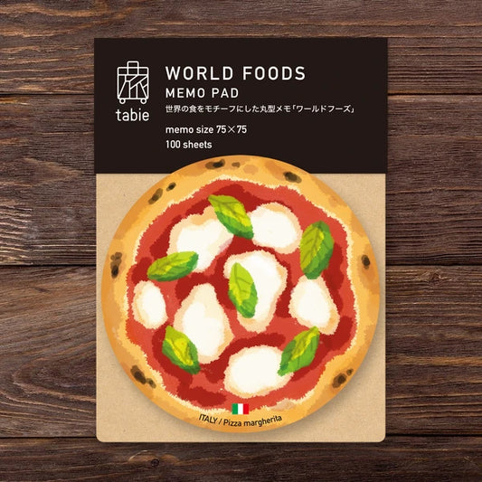 Memo pad that looks like a margherita pizza.