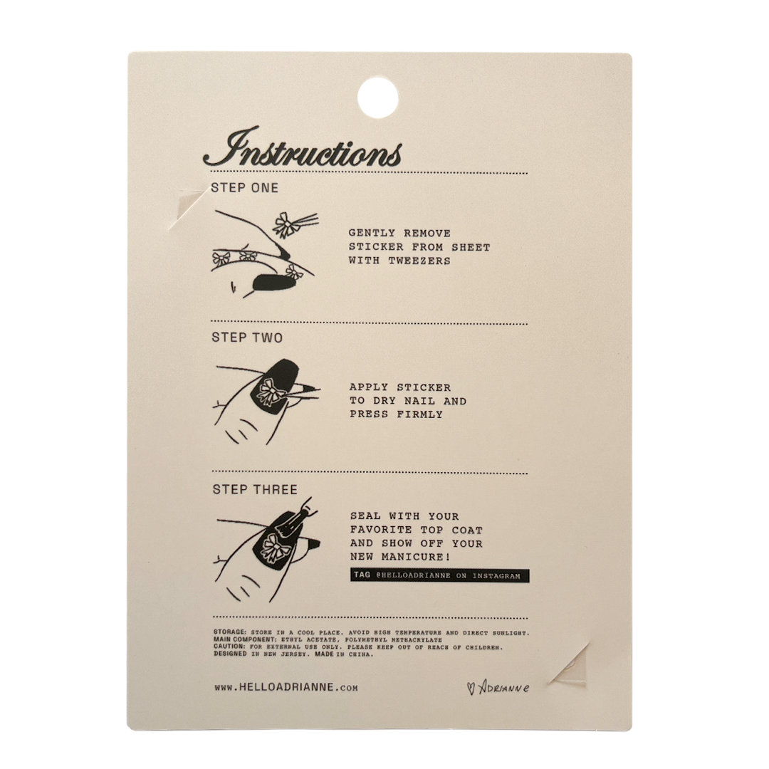 Instructions for nail decal application.