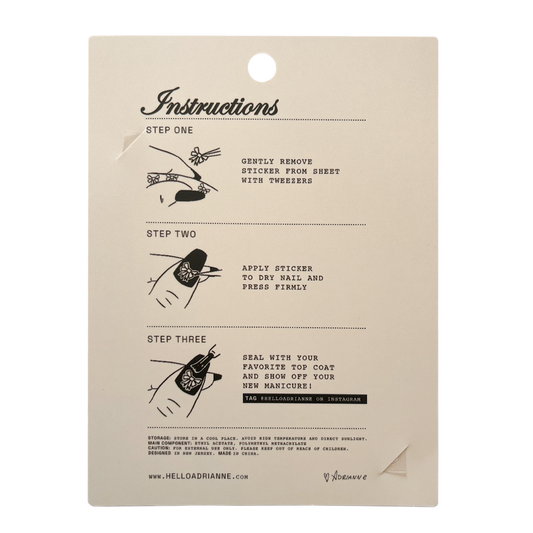 Instructions for nail decal application.