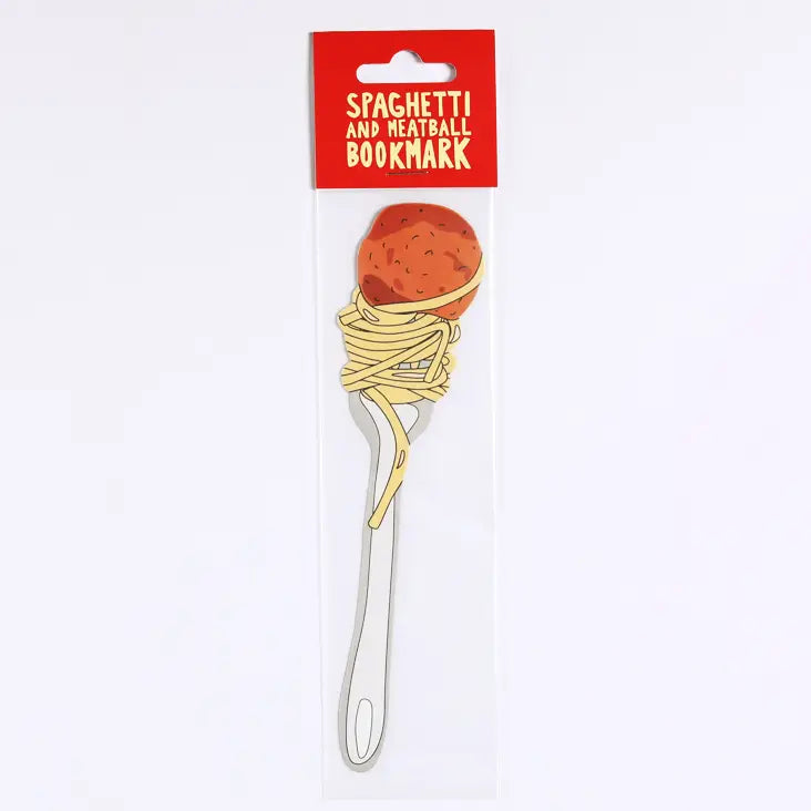 Spaghetti and meatball bookmark in packaging
