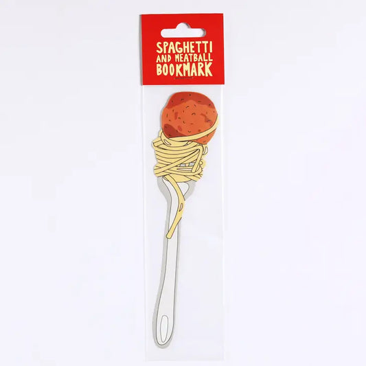 Spaghetti and meatball bookmark in packaging