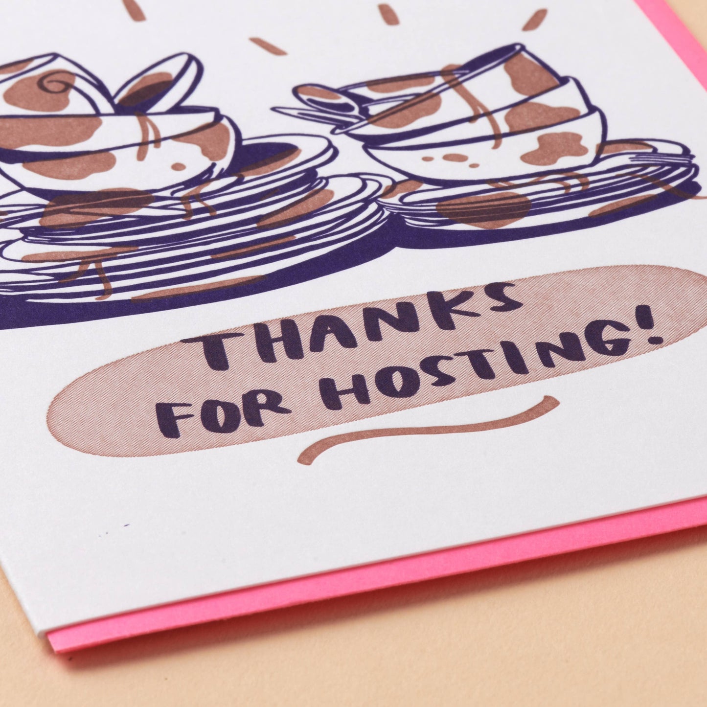 Close up view of host greeting card