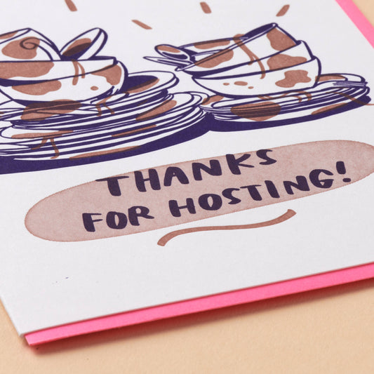 Close up view of host greeting card