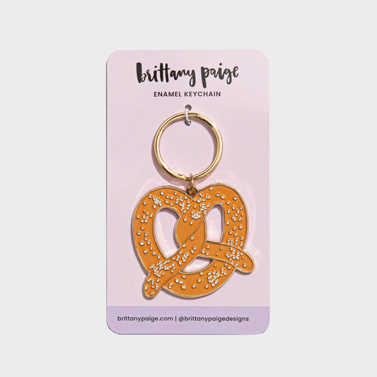 Soft Pretzel Enamel Keychain