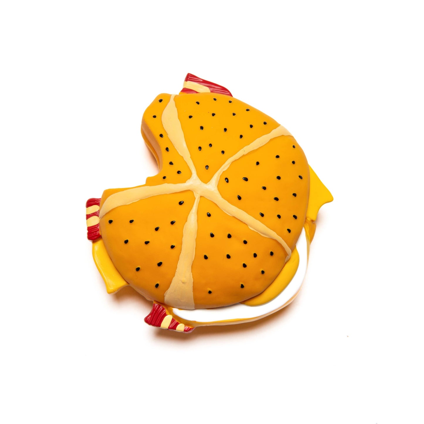 bacon egg cheese roll teether on a white background