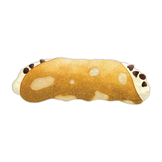 Bookmark with a design resembling a cannolo pastry on a white background