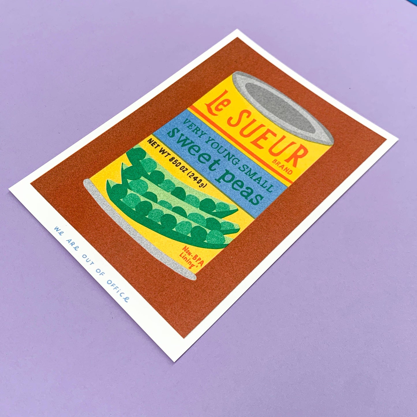 Can of Sweet Peas Risograph Print
