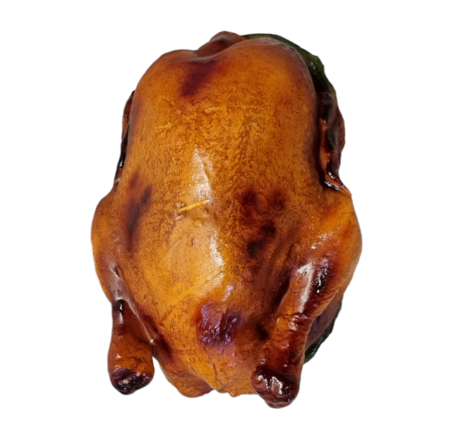 Candle that looks like a whole roast chicken -- view from above.