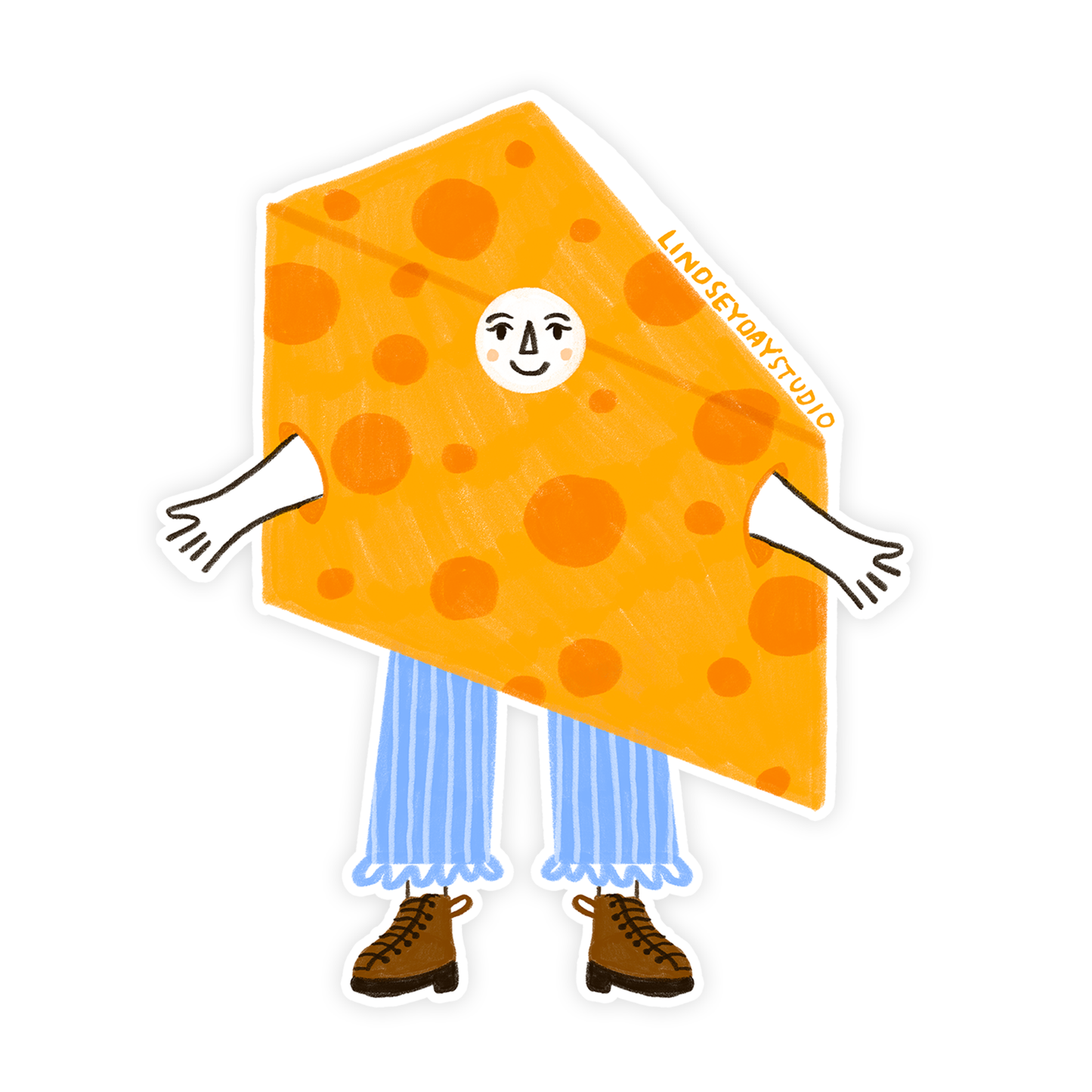 cheese cartoon character sticker