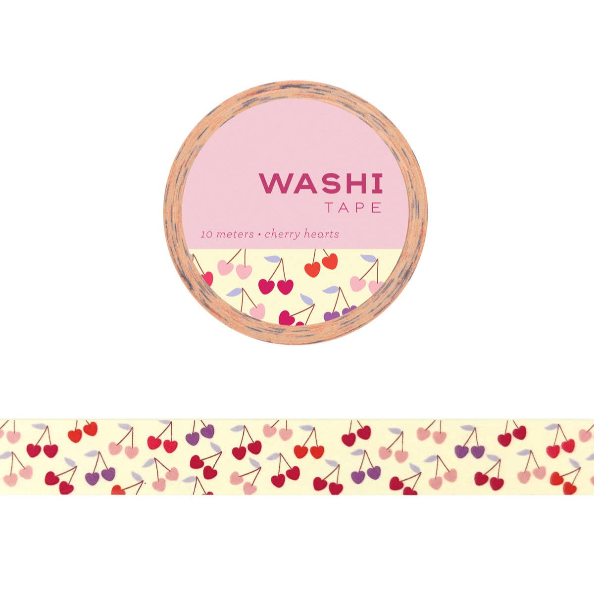 washi tape with heart-shaped cherries as the design
