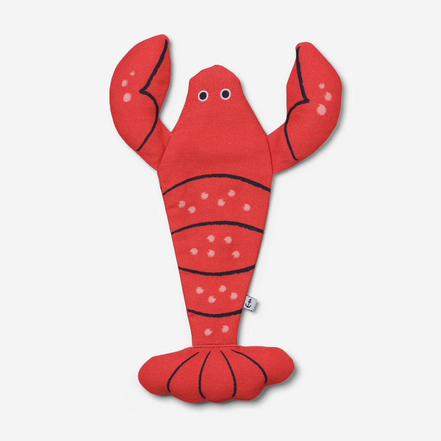 Red lobster-shaped pouch on a white background
