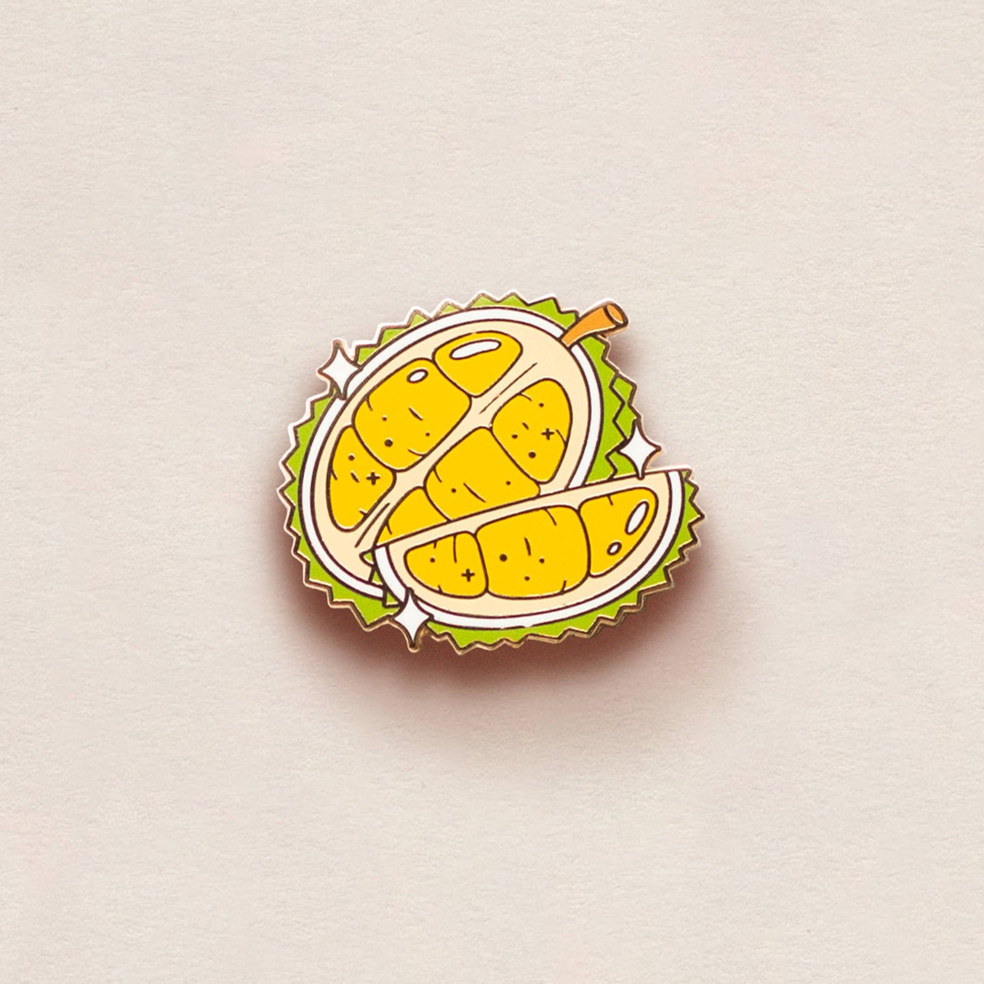 enamel pin of a durian fruit