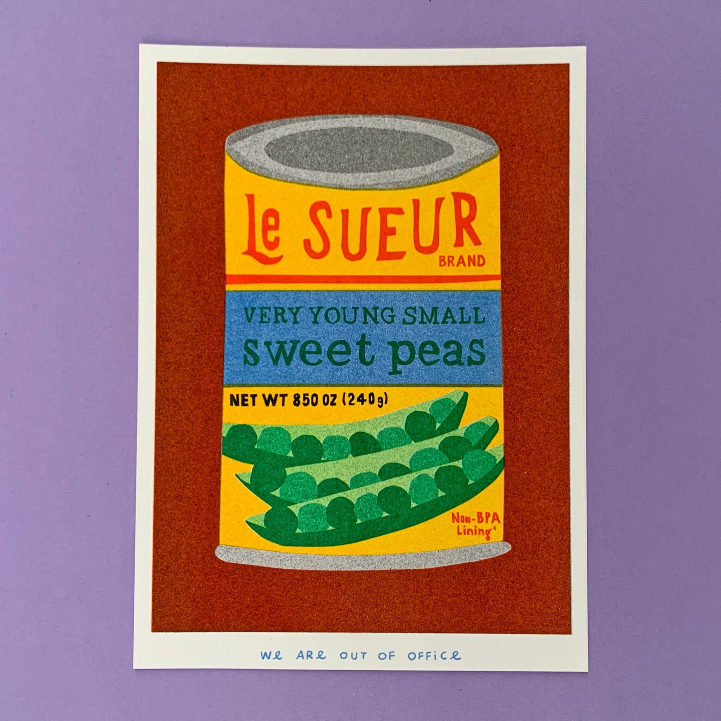 Can of Sweet Peas Risograph Print