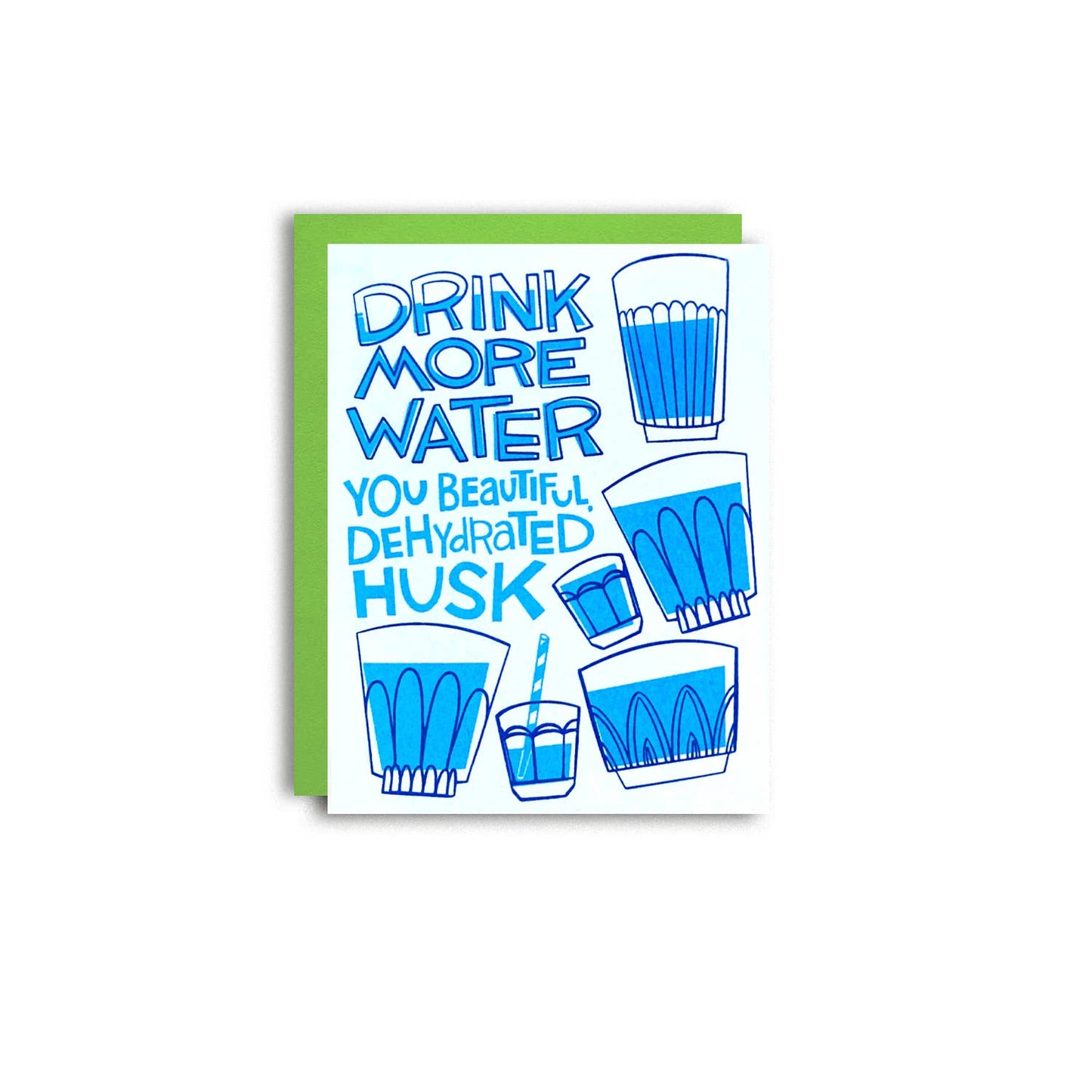 Drink More Water Risograph Greeting Card