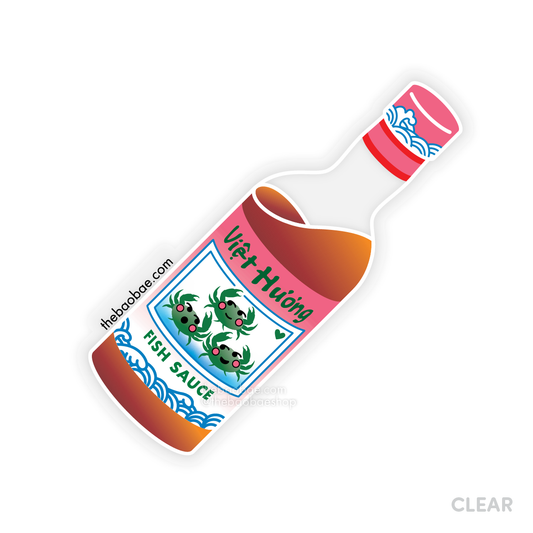 Sticker of a bottle of Viet Huong Fish Sauce on a white background