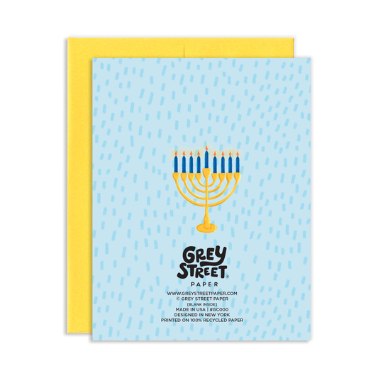 back of hanukkah latke greeting card