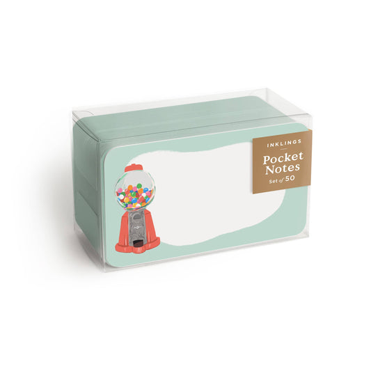 Set of 50 blank note cards designed with a gumball machine on it