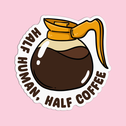 Half Human Half Coffee Vinyl Waterproof Stickers
