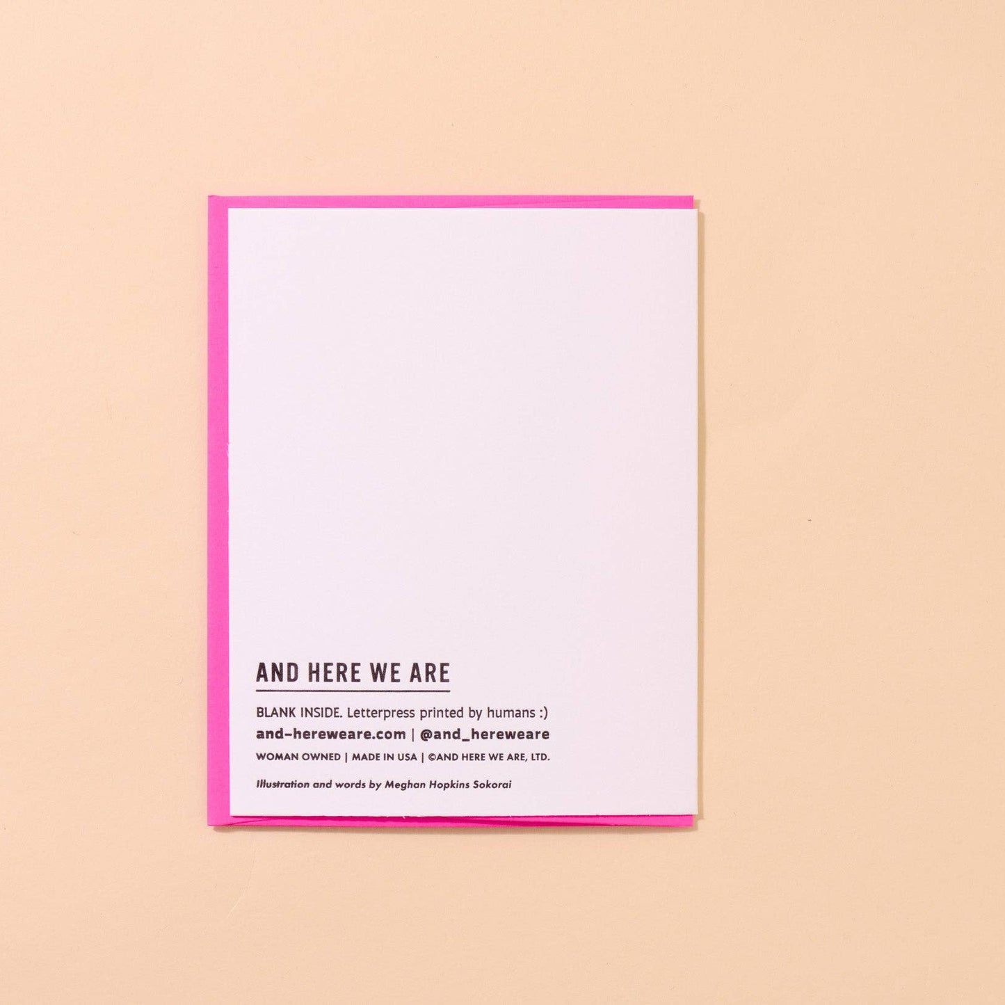 back of the new tot greeting card -- blank with brand name in bottom left corner