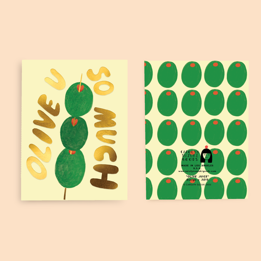 image showing the back and front design of the olive love card