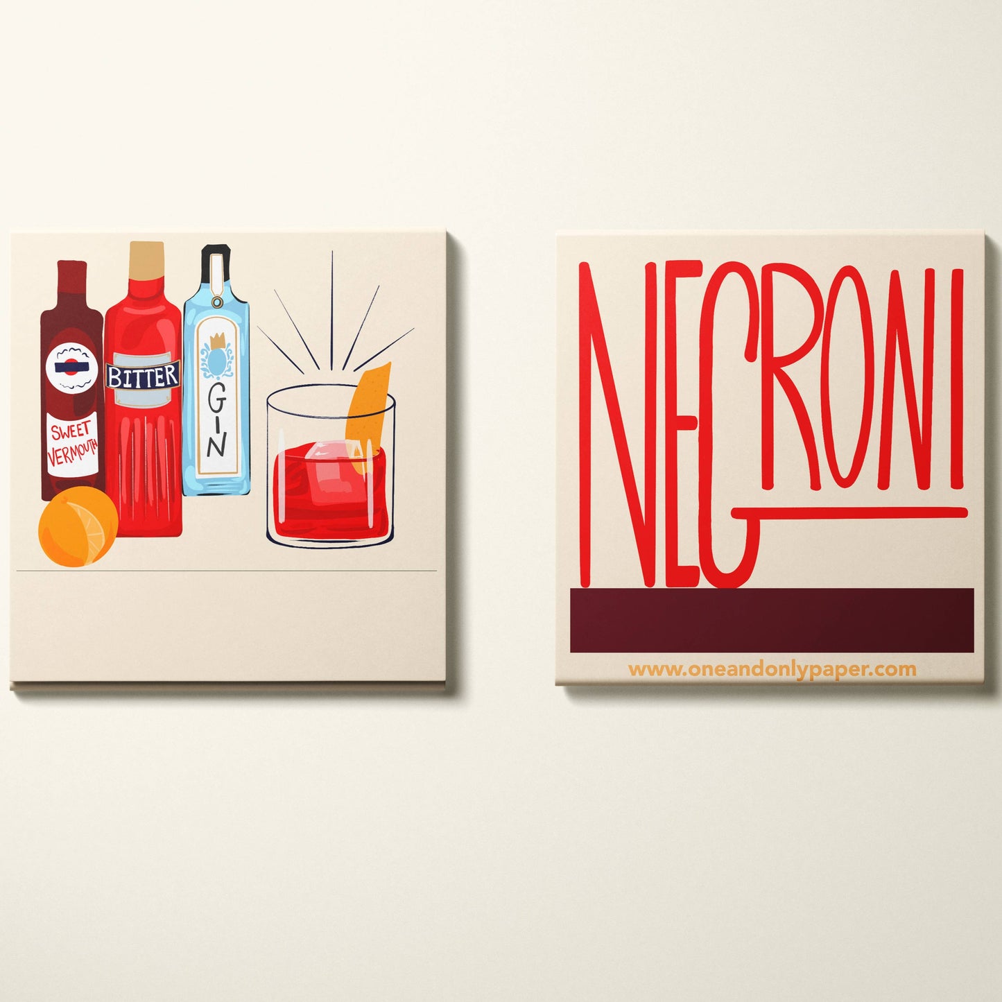 image of the front and back designs of the negroni matchbook