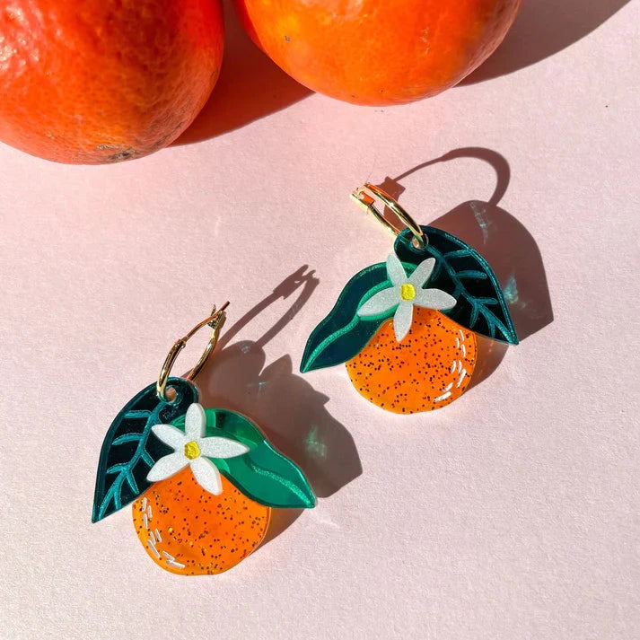 acrylic orange dangle earrings