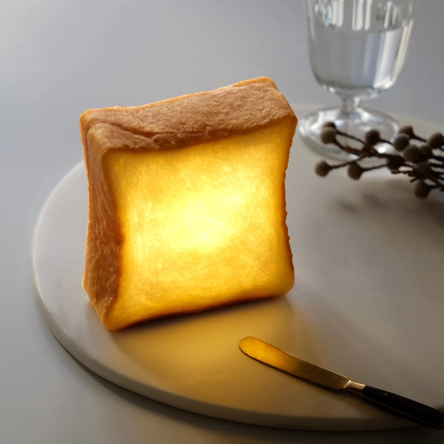 square toast bread lamp lit up