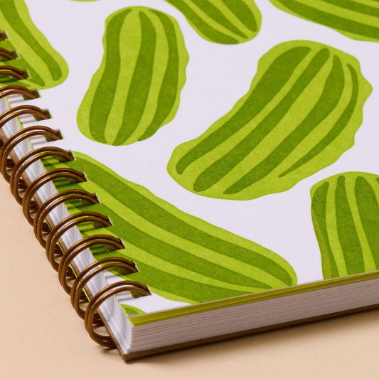 close up of pickle notebook details