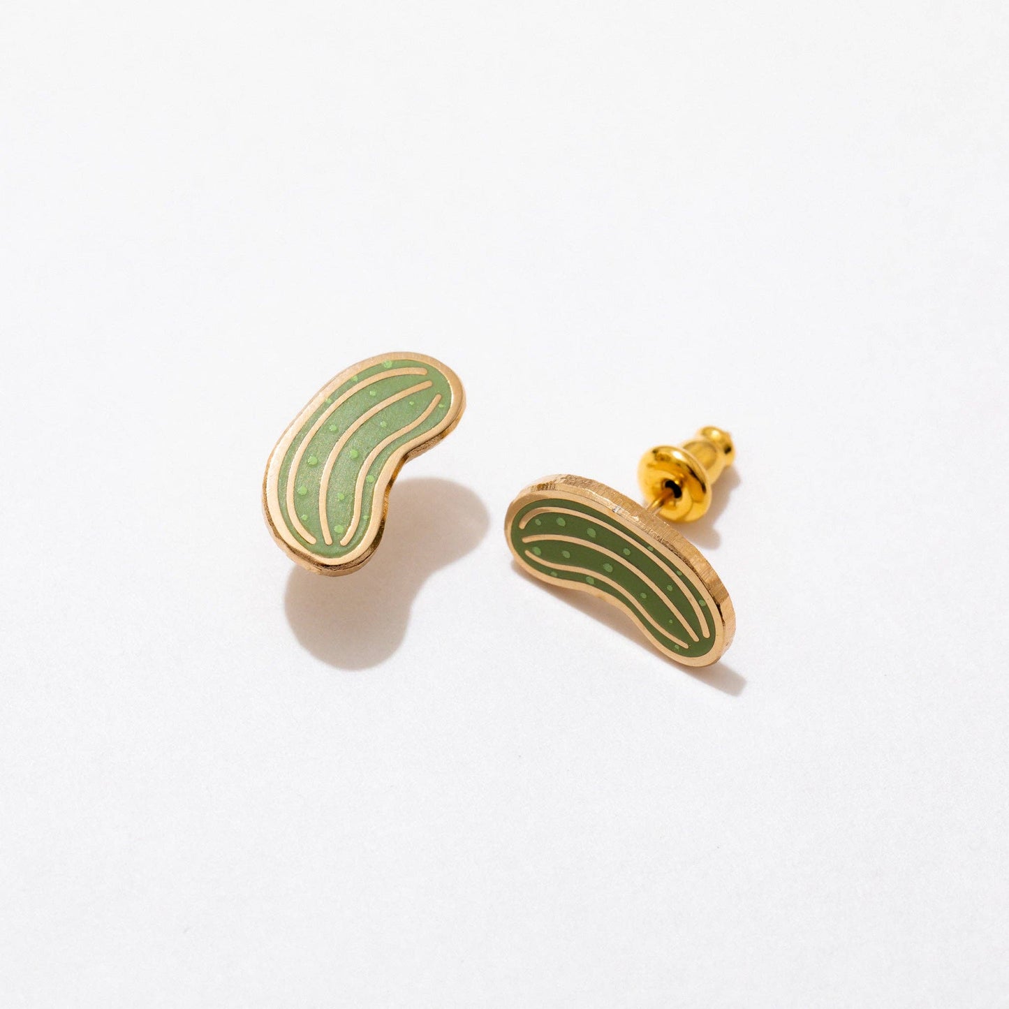 Pair of whole dill pickle stud earrings