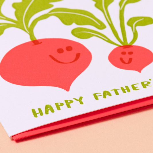 close up of details on rad dad card