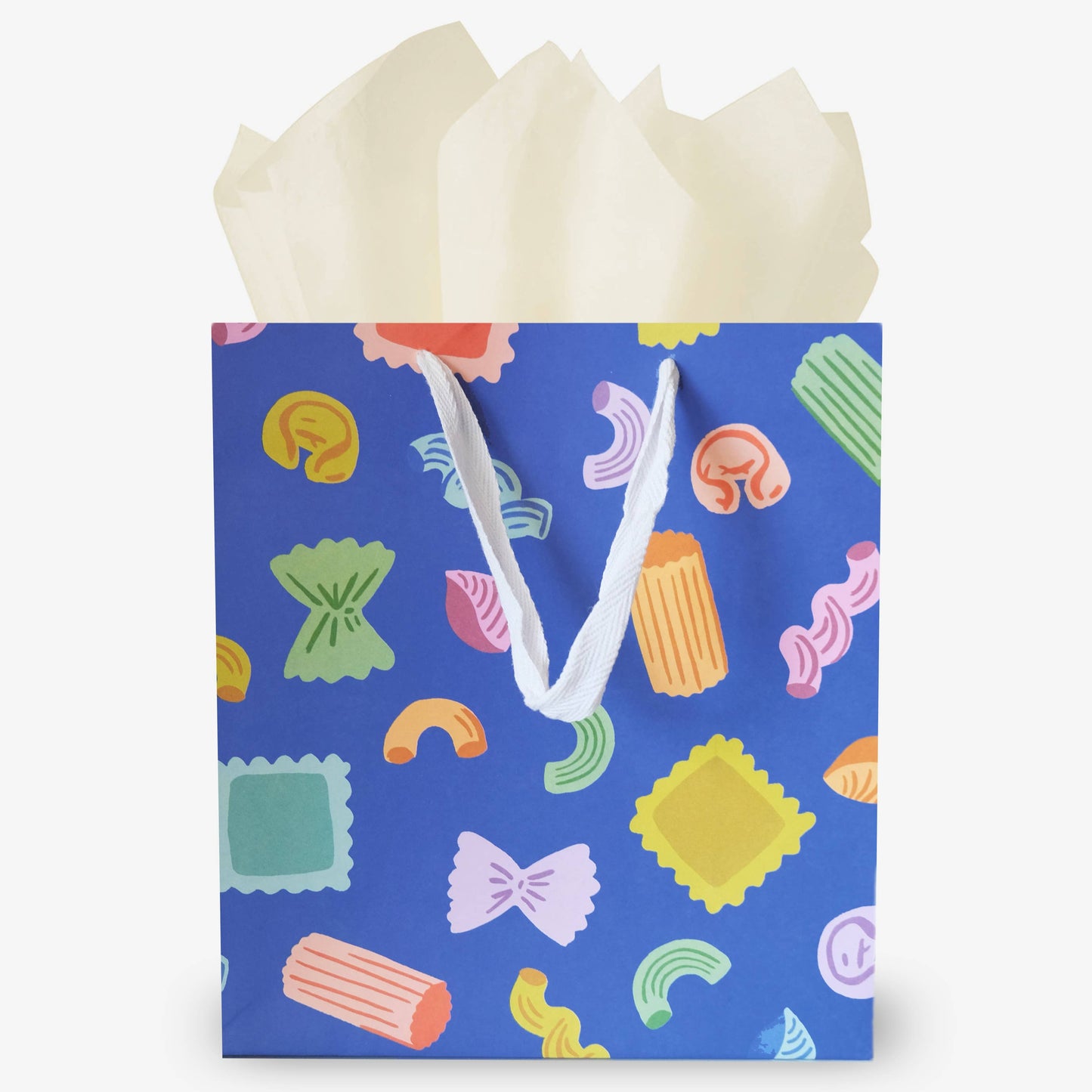 vibrant gift bag with different pastas in a rainbow of colors