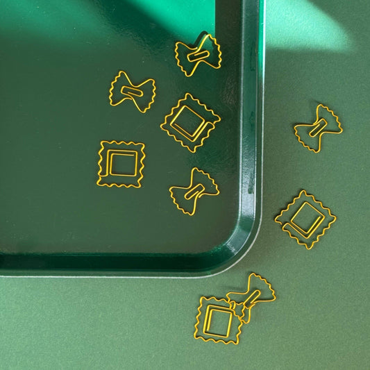 Mixture of both the farfalle and ravioli pasta paper clips shown here
