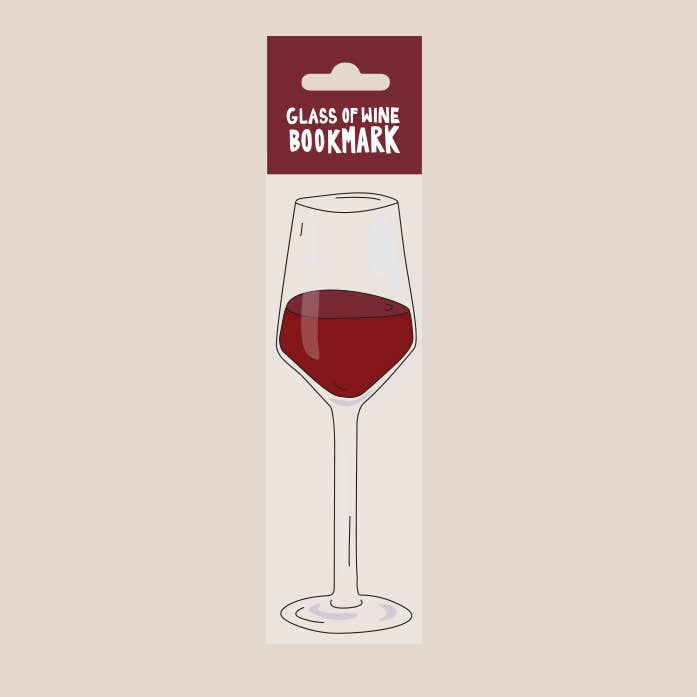 bookmark in the shape and color of a glass of red wine