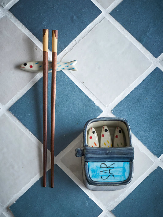 Stoneware Sardine Can Chopstick Rest Holder - Set of 4