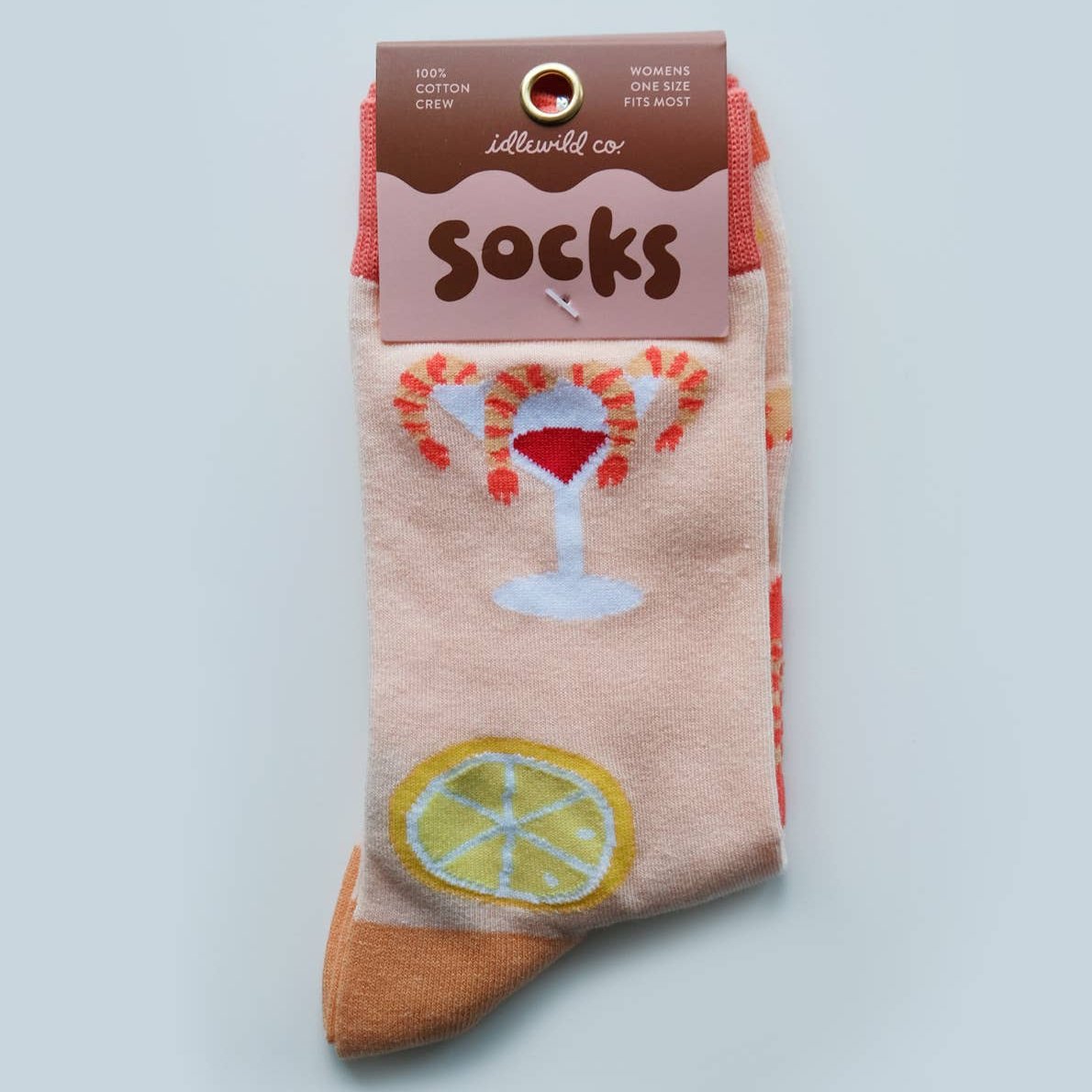 Shrimp cocktail socks in packaging