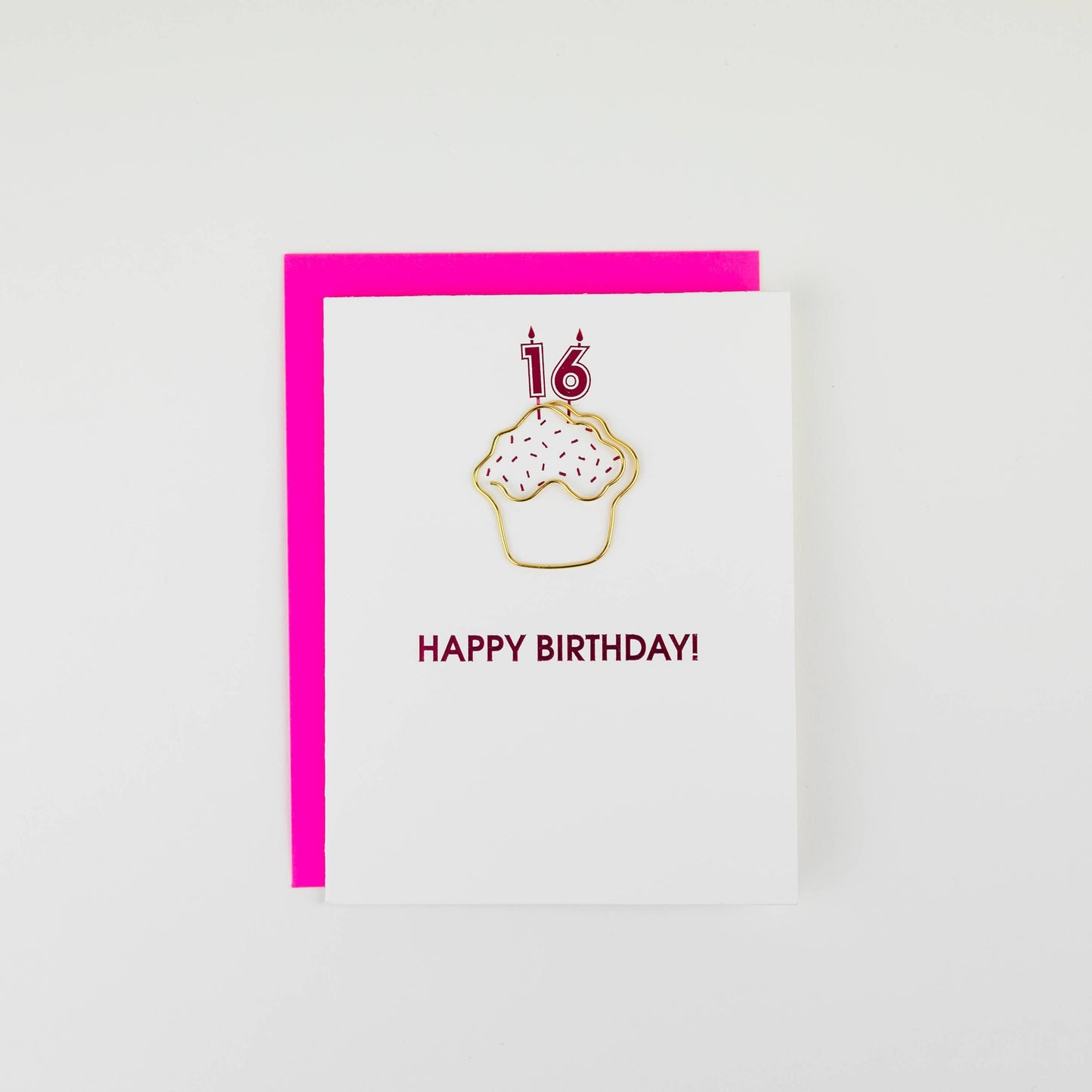 Birthday card with cupcake and 'Happy Birthday!' text on a white background