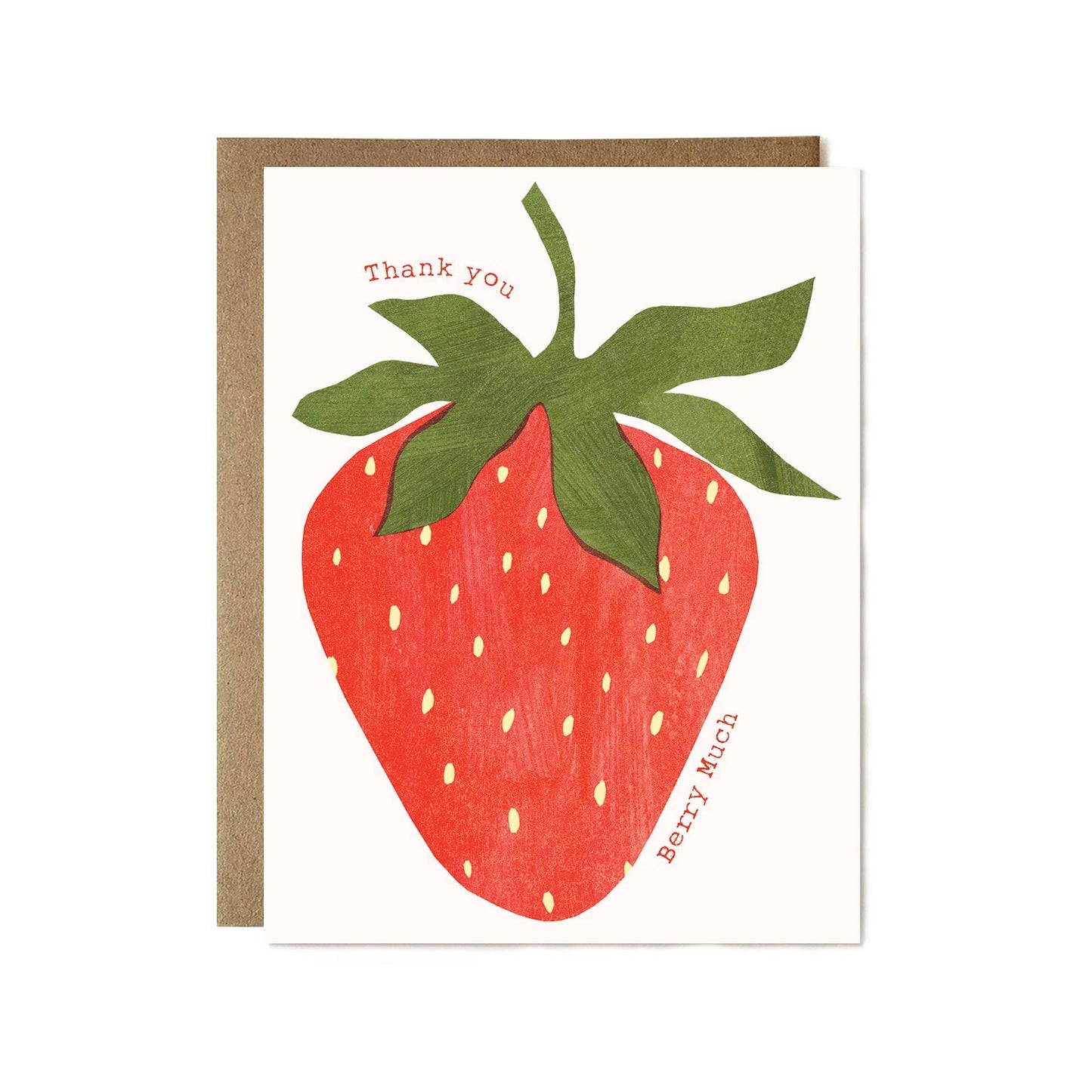 Card with a strawberry illustration and 'Thank you berry much' text on a white background