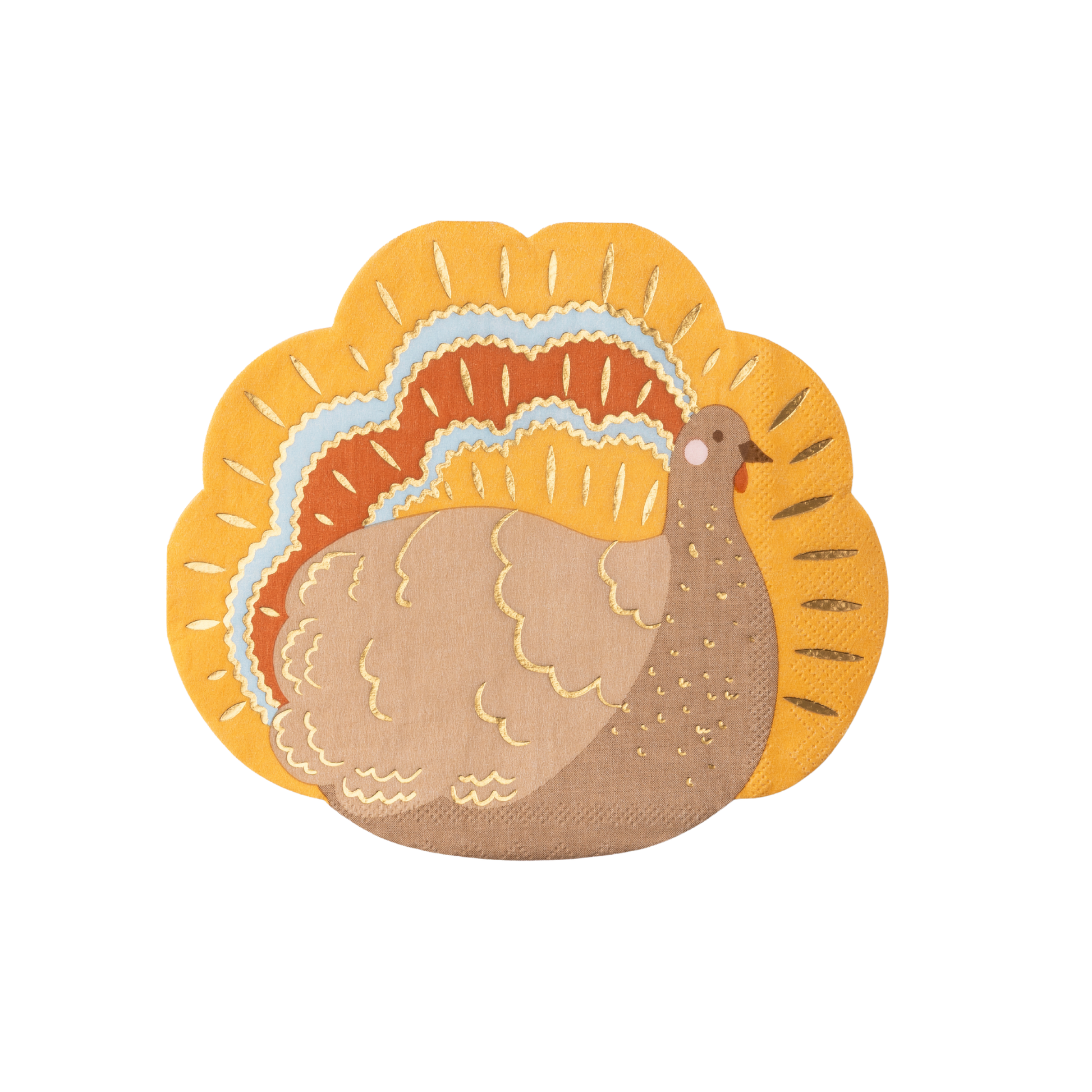 paper napkins with a turkey design on a white background